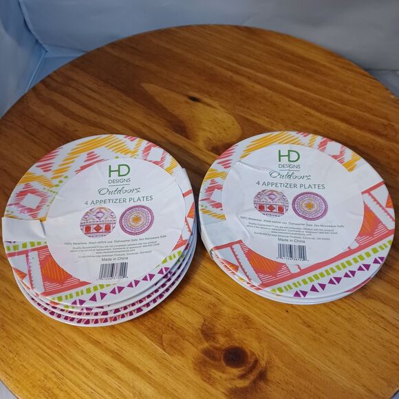 HD Designs Outdoors Melamine 6” Appetizer Dessert Tapas Plates Lot of 8 - Picture 3 of 8